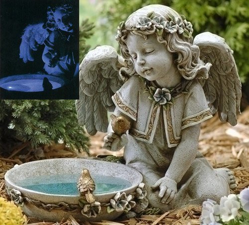 14" Studio Solar Powered Bird Bath Angel Outdoor Garden Statue
