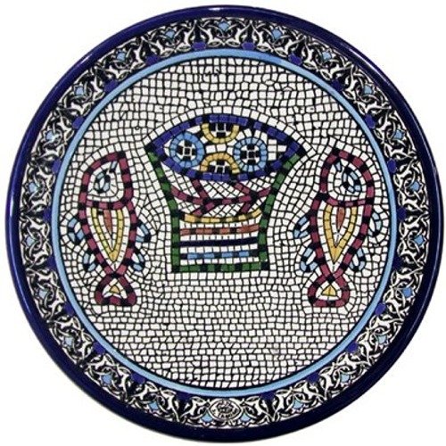 Tabgha - Miracle of Loaves and Fish Armenian ceramic plate - Meduim II (6.4 inches or 16cm)